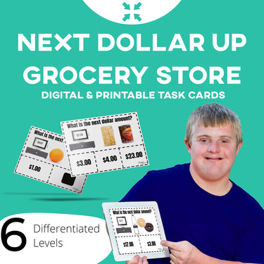 Task Cards: Next Dollar Up: Grocery Store (Interactive Digital + Printable PDF) Dollar Up - AdaptEd4SpecialEd